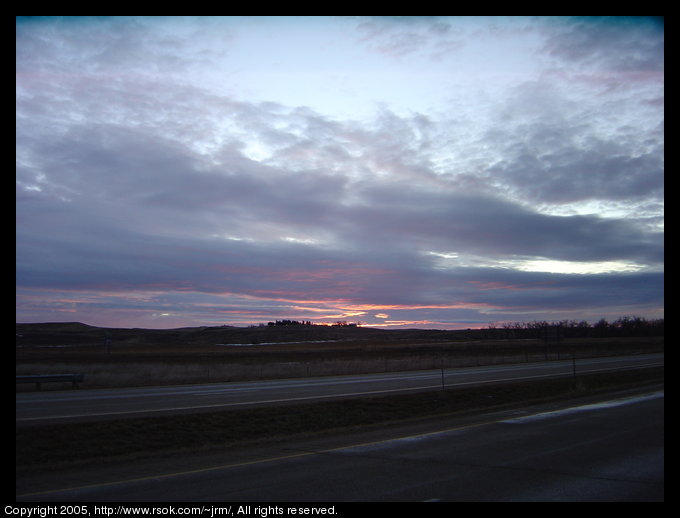 Sun rising behind Custer Battle Field